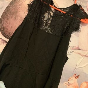 Black skater dress, lace top